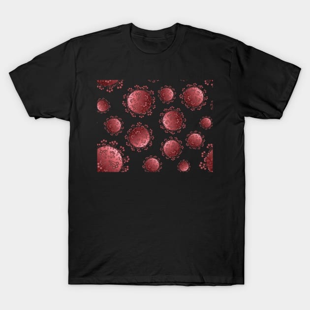 Red coronavirus bacteria pattern T-Shirt by designerMetin